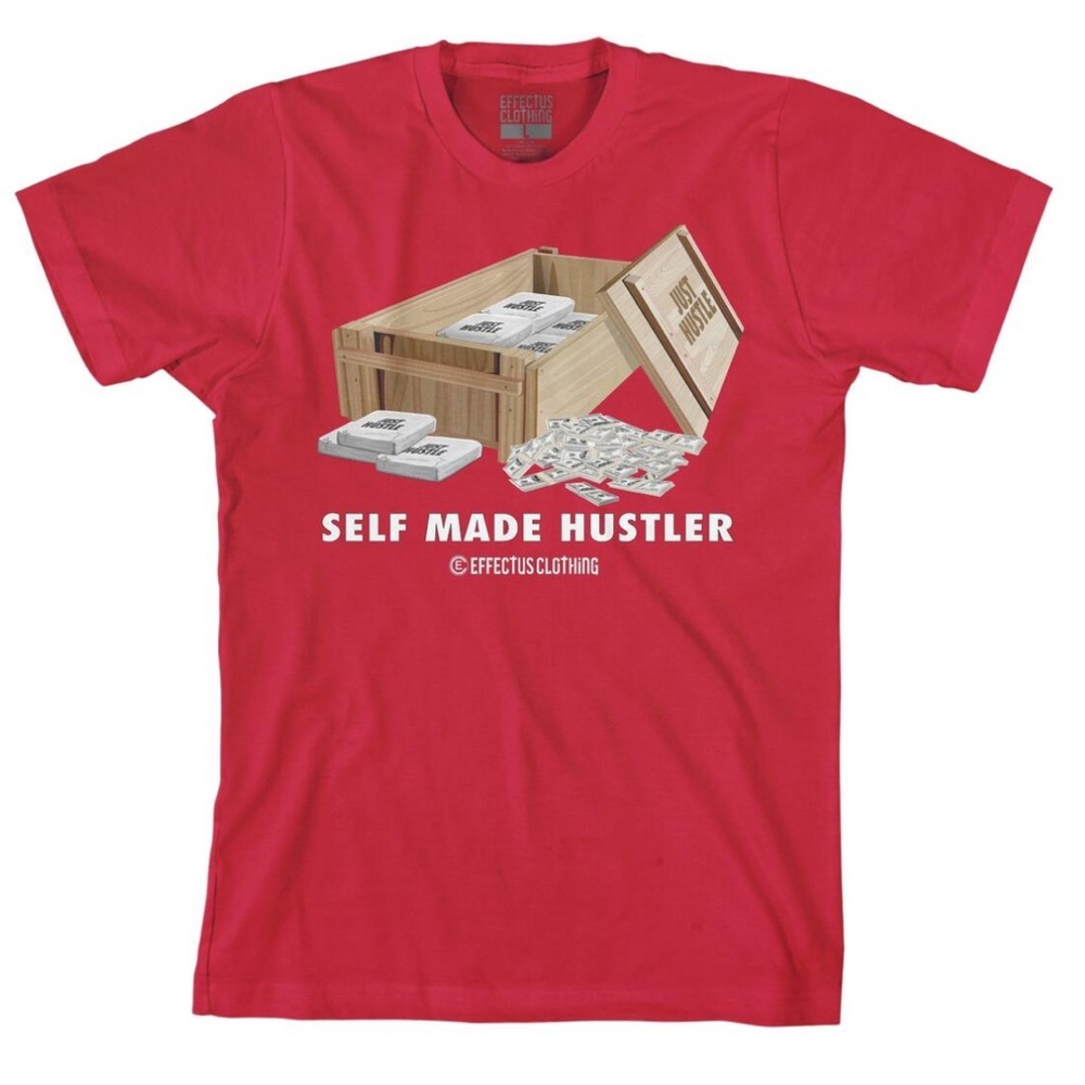 COPY - Mens Red Cash Hustler Design Tee Shirt